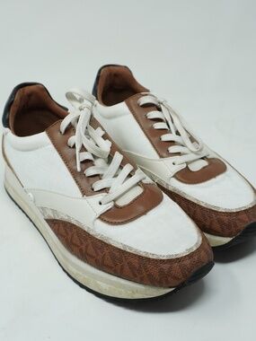 Michael Kors Mariah Tan & White Trainers, Size 8.5